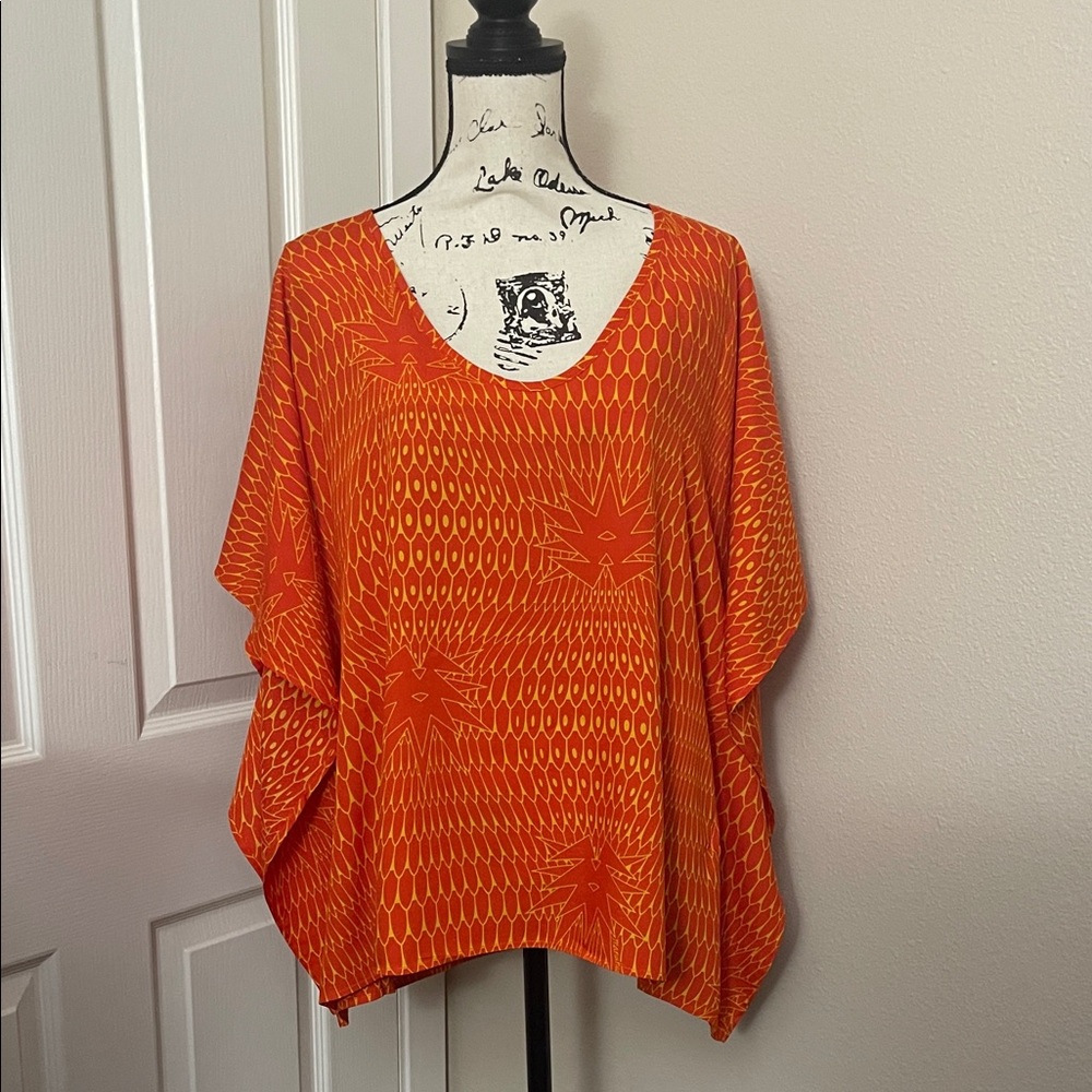 NWOT Manuhealii Caftan Top Pineapple Orange Starburst XS-S